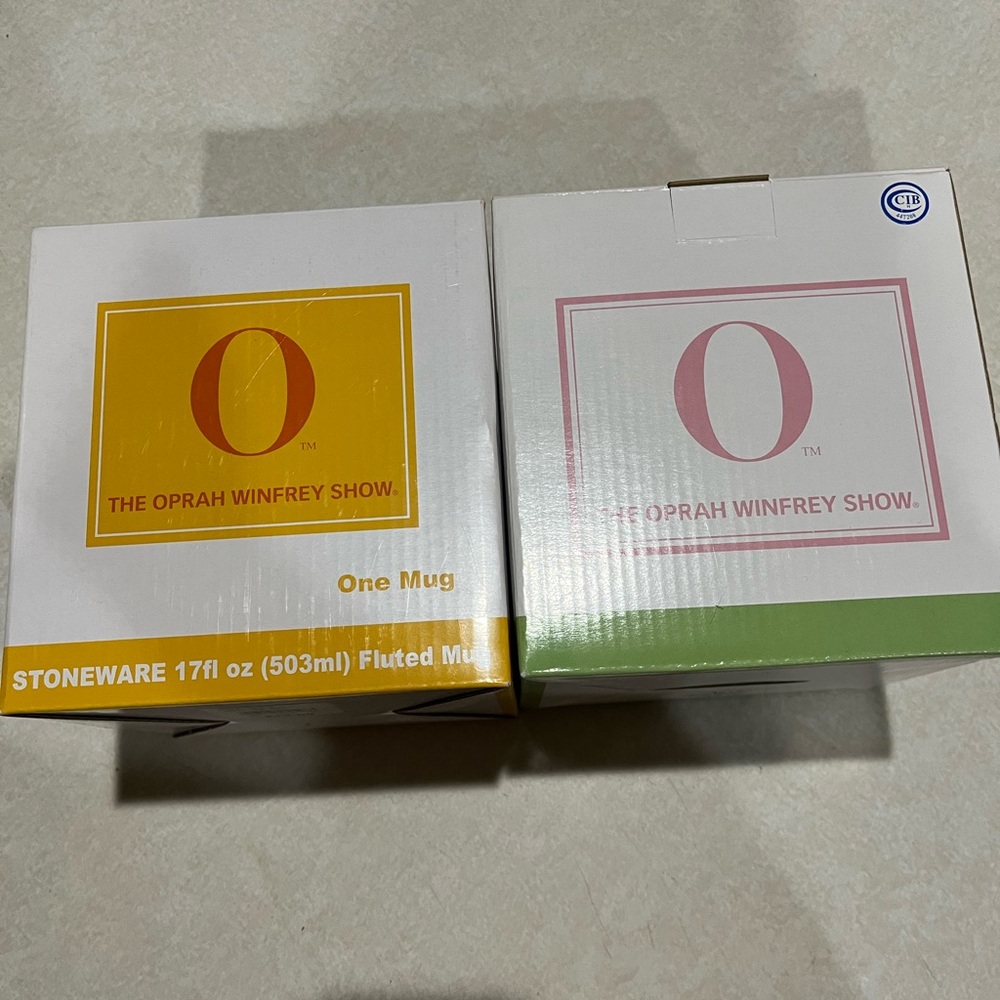 Set of 2: Original Oprah mugs, new in box.